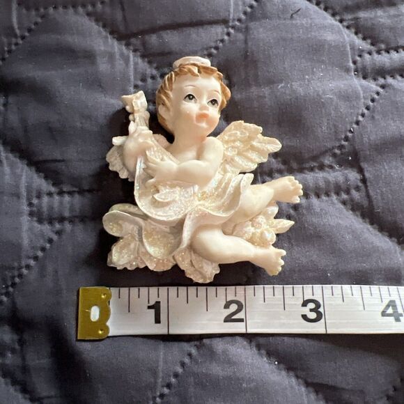 2 Vintage Refrigerator Magnets Baby Angels Cherubs Sparkle Resin - Picture 6 of 8